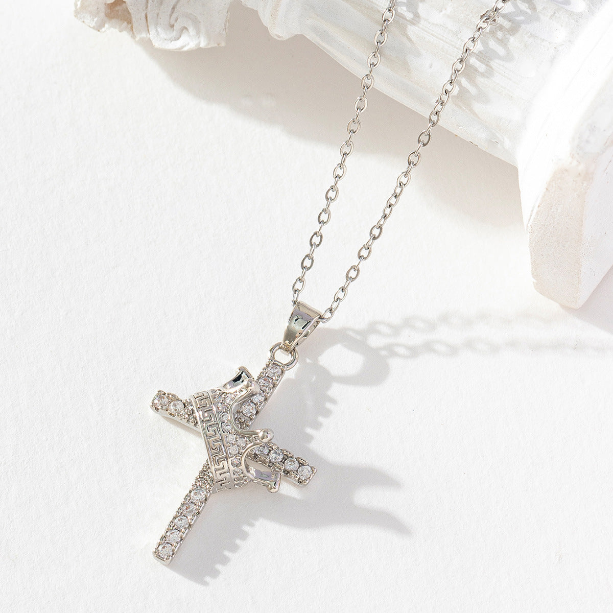 Genz™ Crown Cross Necklace